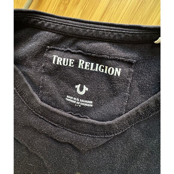 Vintage True Religion Men's Gothic Sword Embroidered Graphic Print T-Shirt - Picture 2 of 8